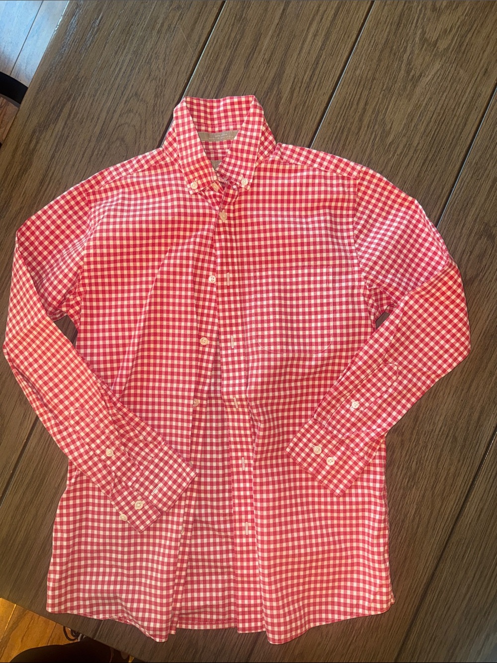 Nordstrom Red and White Gingham Button-Down Shirt